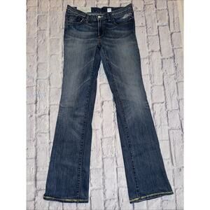 Loomstate Women Organic Cotton Justice Mid Rise Bootcut Distress Denim Jeans 28